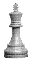A greyscale image of a chess king piece standing upright on a plain background.