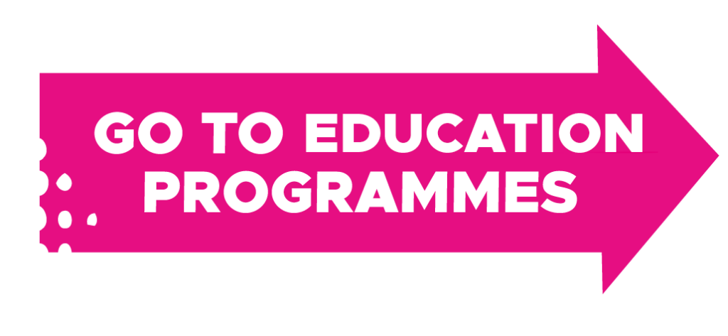 A pink rectangle with white text designed to empower young people.